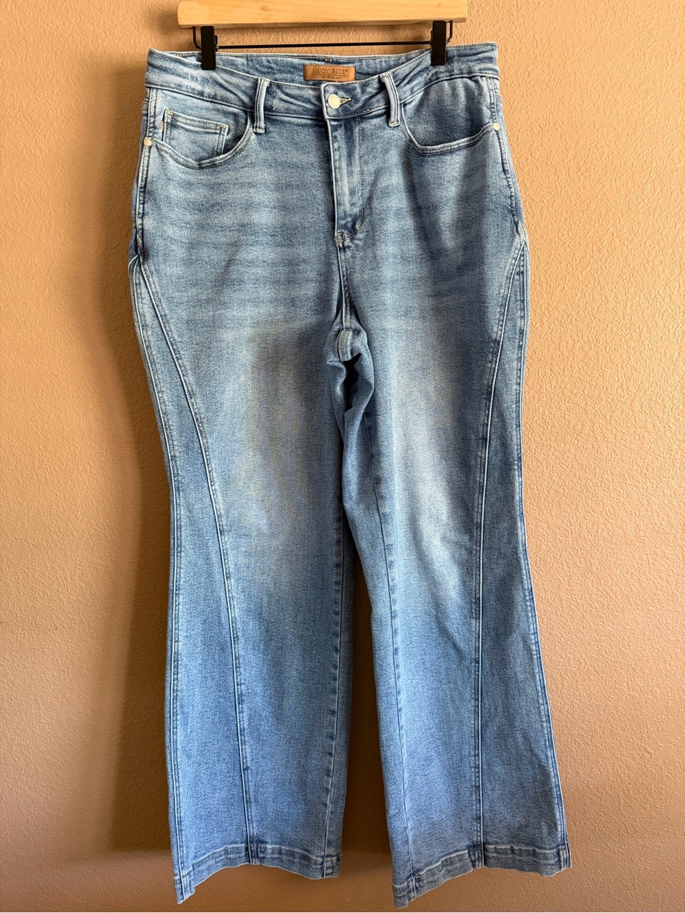 Judy Blue Blue Flare High Rise Distressed Jeans Size 14W